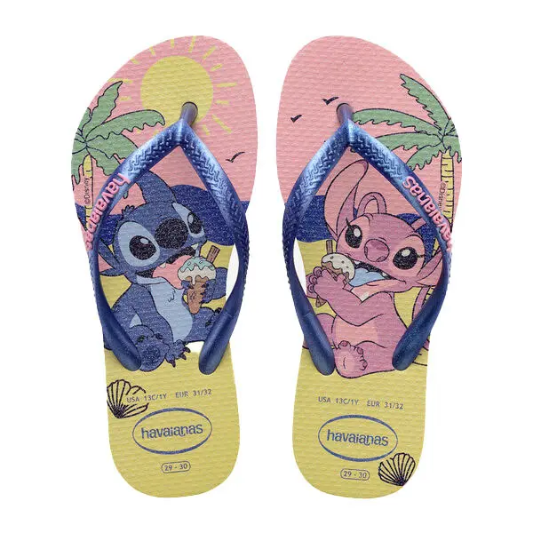 Baby Girl Slim Havaianas x Disney Stitch & Angel Yellow & Pink Flip-Flop Image