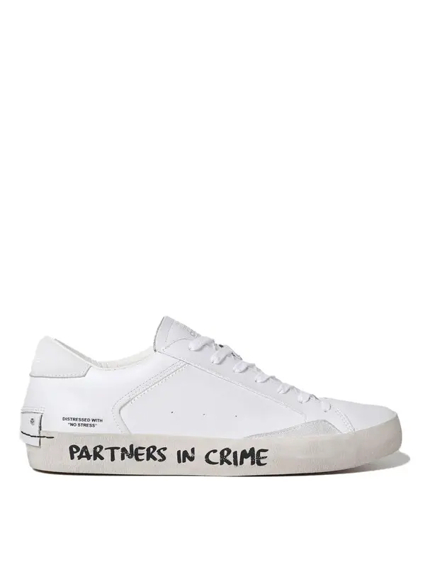 Distressed Graffiti Leather Sneakers