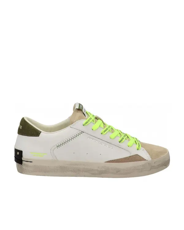 Distressed Army Green Leather Sneakers
