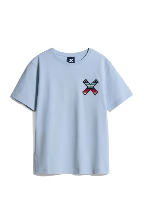 Kids Neutral Ice Blue Classic Embroidered X Short Sleeve T-Shirt Image