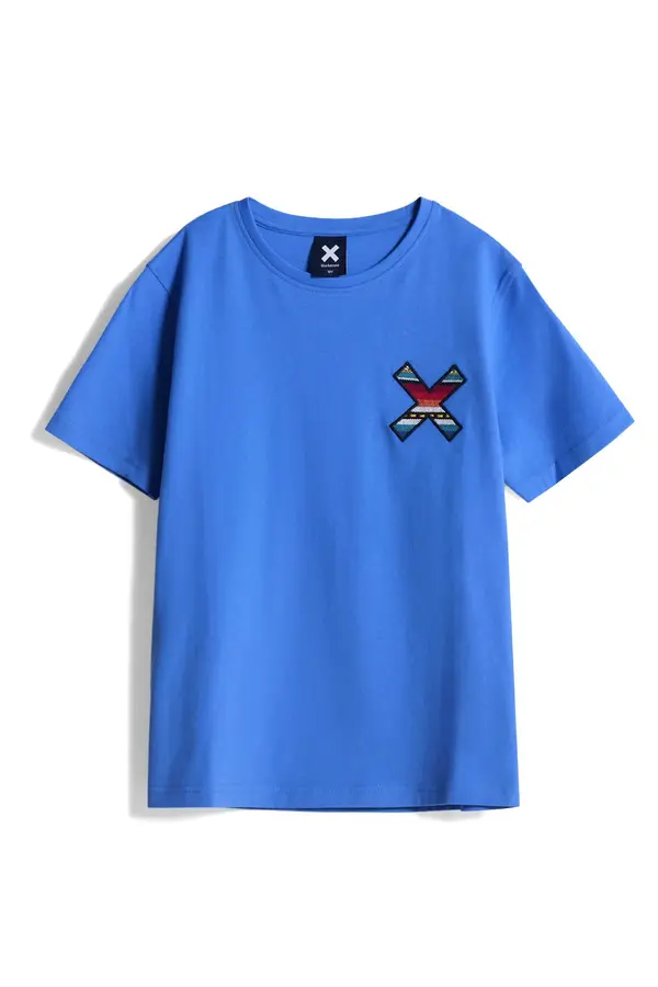 Kids Neutral Blue Classic Embroidered X Short Sleeve T-Shirt Image