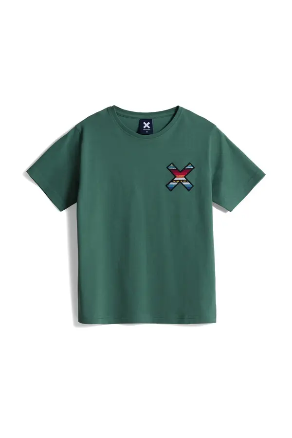 Kids Neutral Green Classic Embroidered X Short Sleeve T-Shirt Image