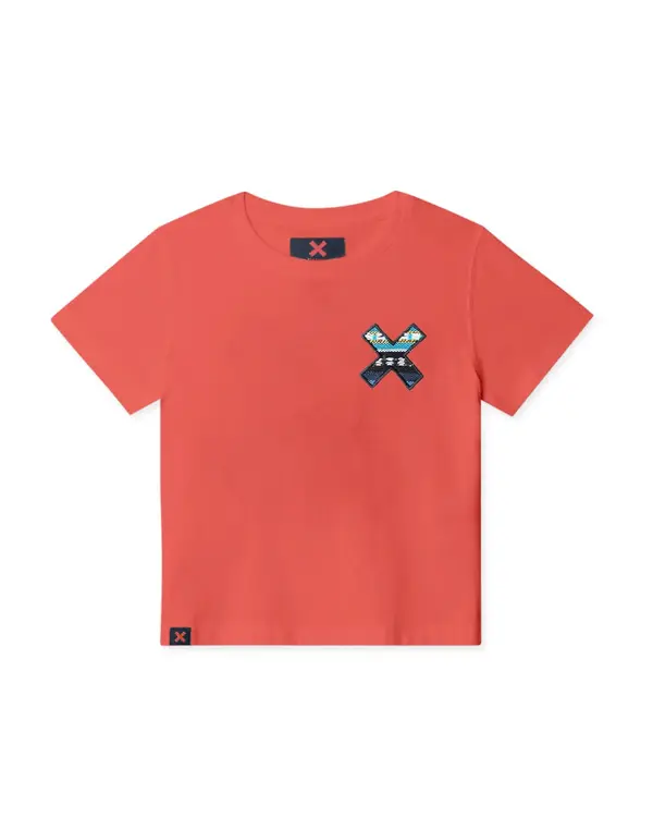 Kids Neutral Red Classic Embroidered X Short Sleeve T-Shirt Image
