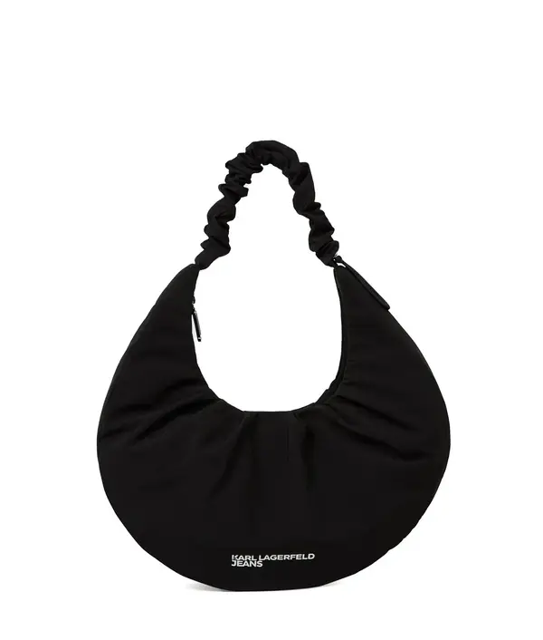 Large Gathered Nylon Hobo Shoulder Bag Image