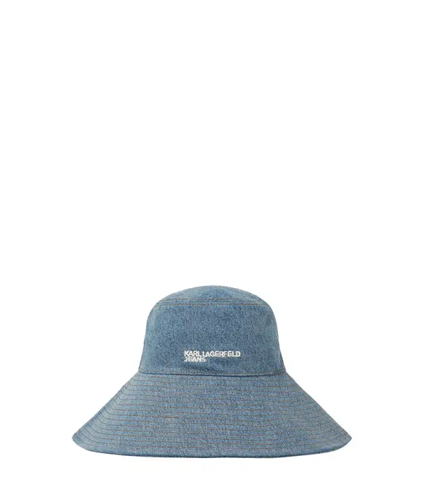 Denim Bucket Hat With A Wide Brim Image
