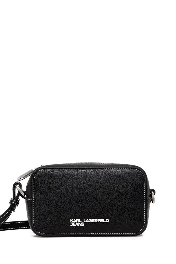 Leather Camera Bag With Metal Logo & Stitchings Image