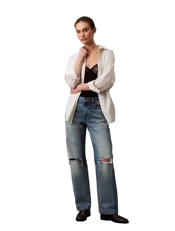 Mid Waist Straight Jeans