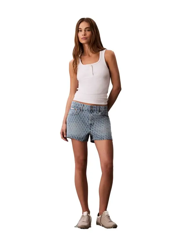 Check Print 90S Denim Shorts