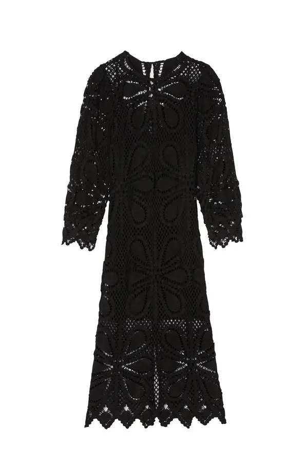 Guipure Fitted Midi Dress