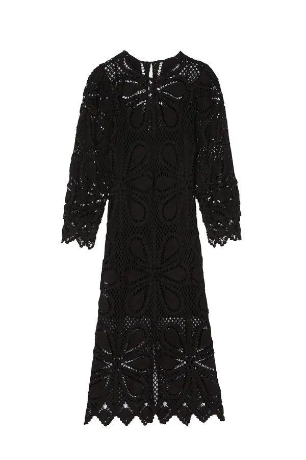 Guipure Fitted Midi Dress