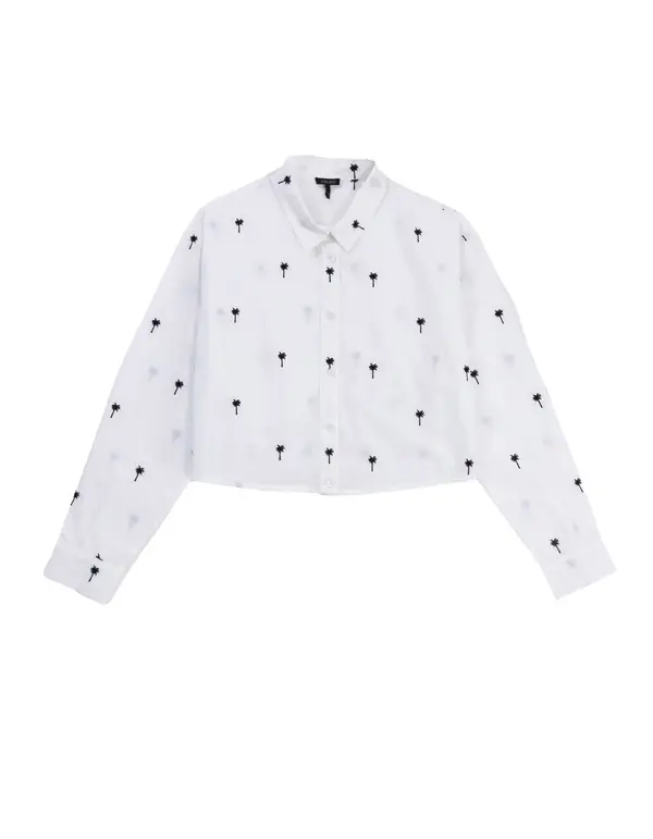  Palm Tree Embroidery Long Sleeve Shirt