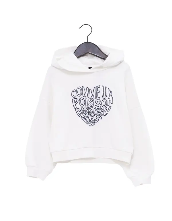  Hoodie with Embroidered Heart Message