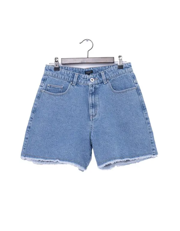  Fringed Edges Denim Shorts 