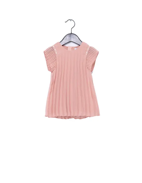  Short Sleeve Pleated Dress