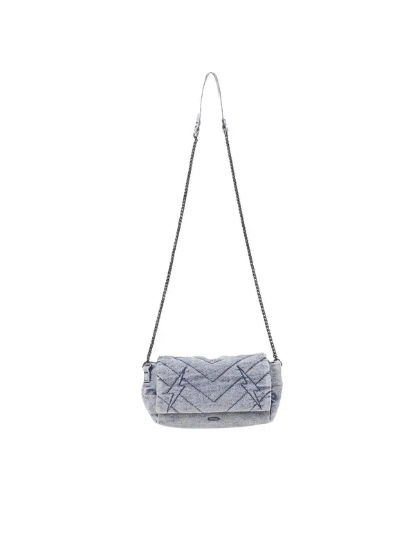  Quilted Flap Denim Crossbody Bag
