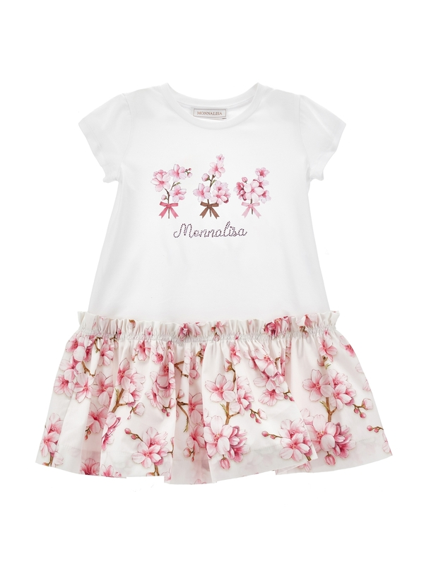 Floral Ruffle Jersey Dress