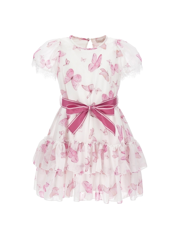  Butterfly Print Georgette Dress