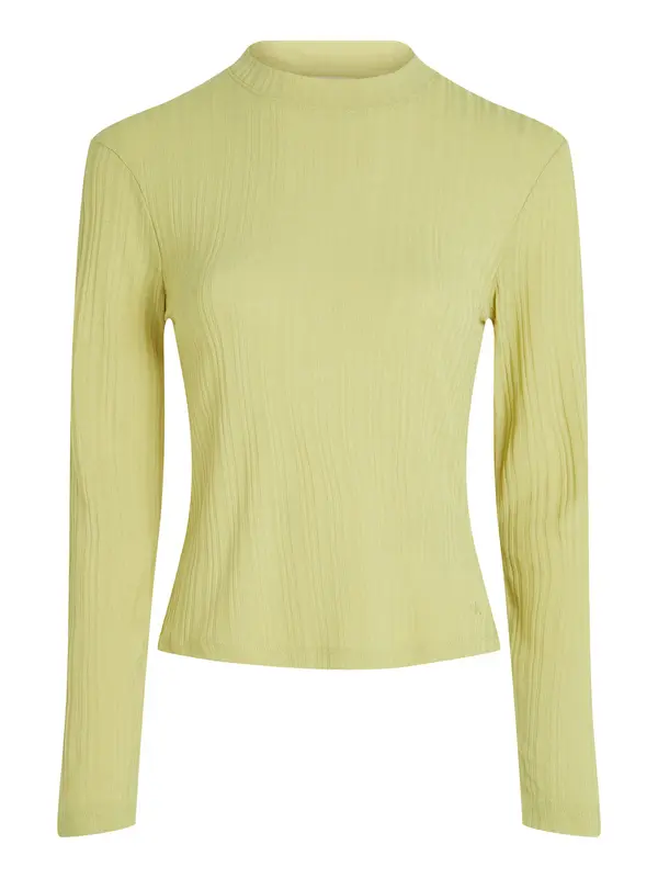 Slim Semi Sheer Ribbed Long Sleeve Top
