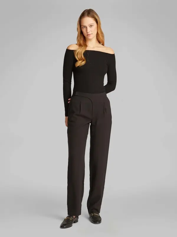 Slim Ribbed Bardot Top