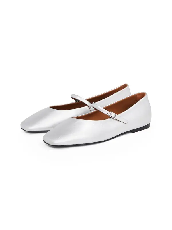  Mary Jane Leather Ballerina Flats