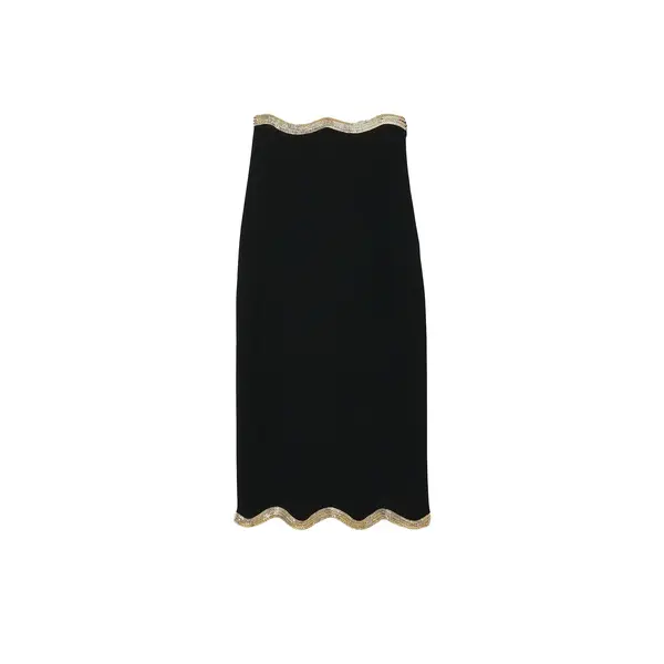 Long Knitted Skirt with Chain Detail
