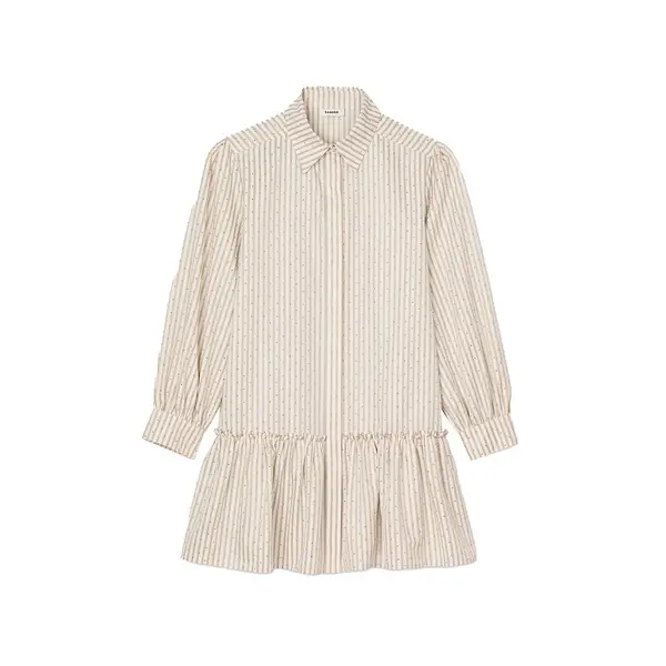 Rhinstone Striped Shirt Dress