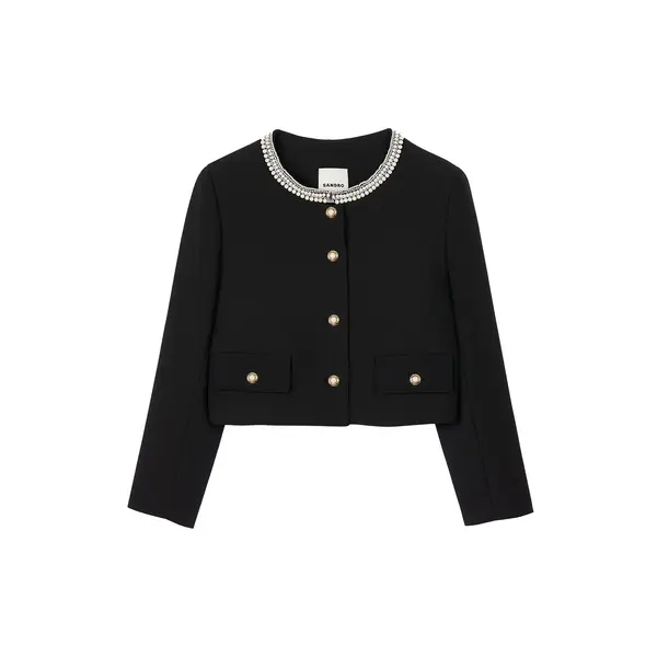 Embellished Collar Cropped Jacket