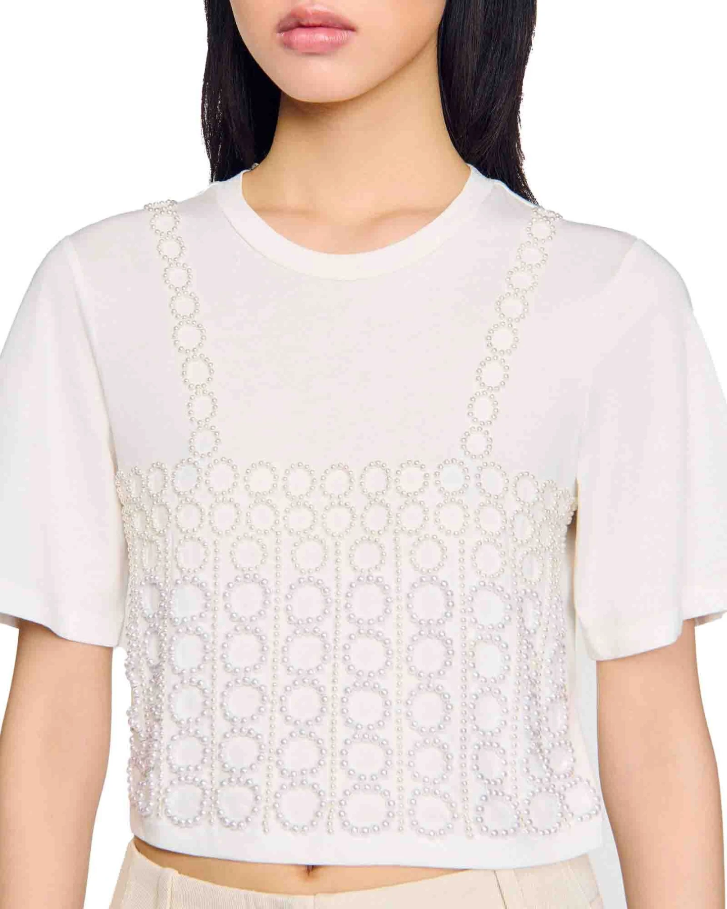 Beaded Cropped T-shirt Gallery