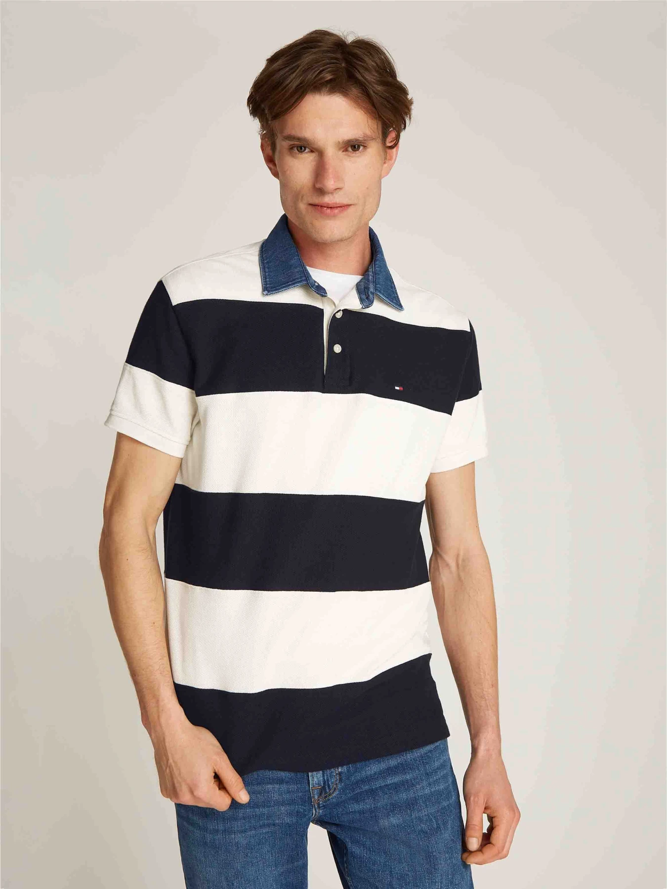  Relaxed Stripe Short Sleeve Rugby Polo Gallery