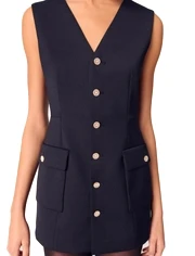 Trompe-L'Oeil Wool-Blend Dress Gallery