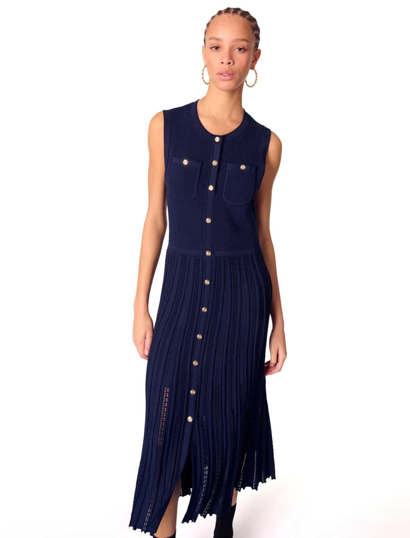 Long Pleated Knit Dress Gallery