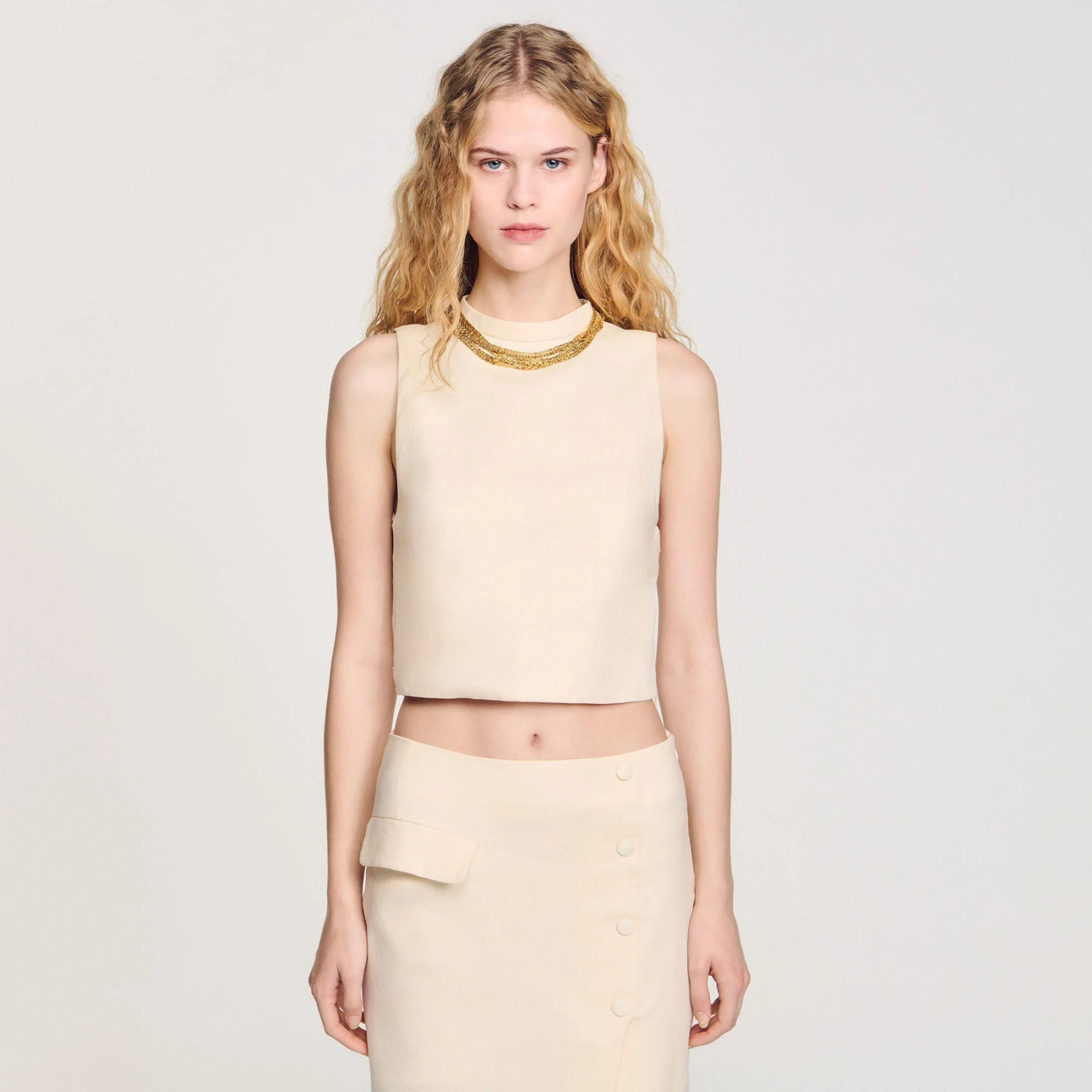 Knit Crop Top with Necklace Gallery