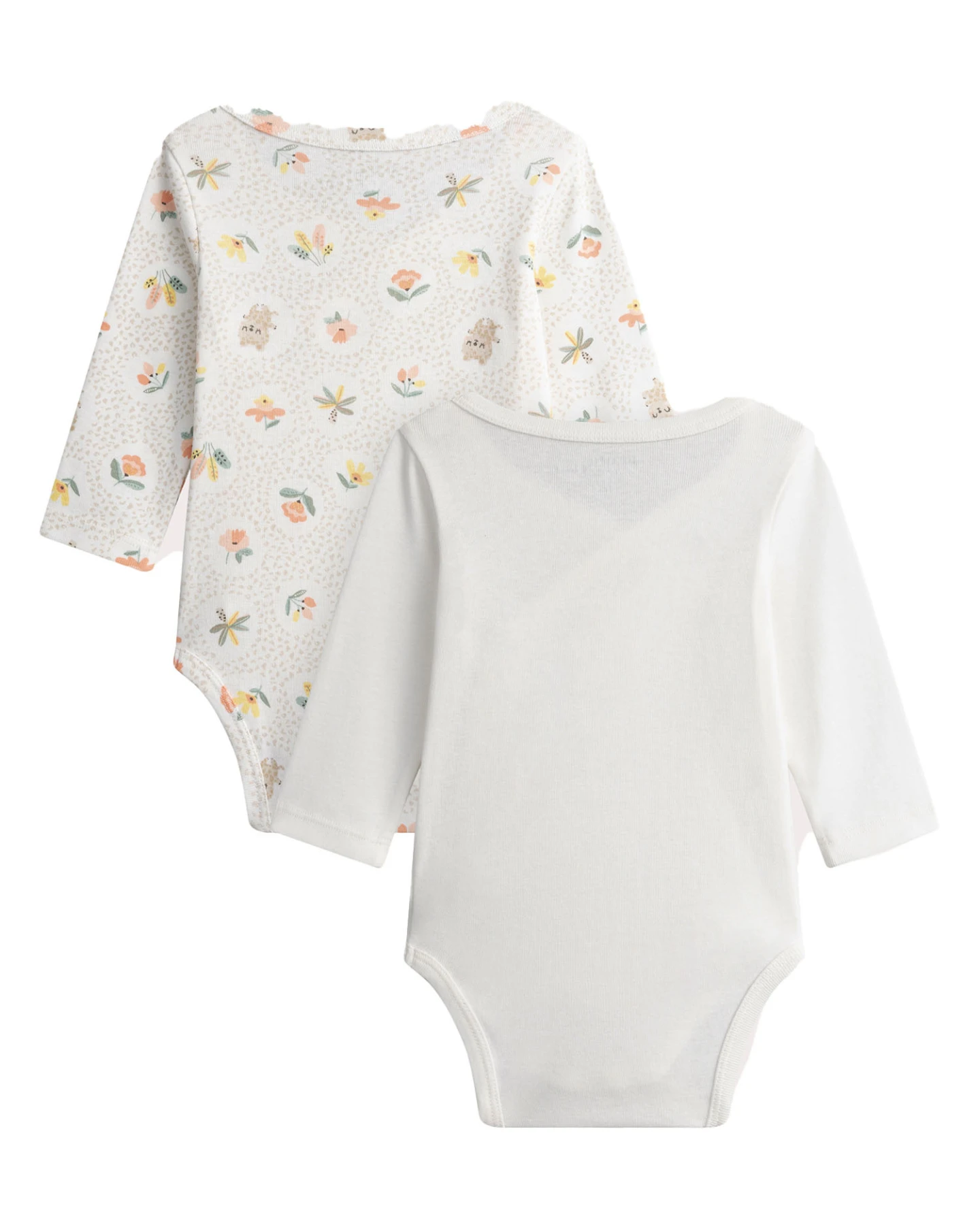 Set of 2 Ecru Baby Bodysuits with Panther Print Gallery