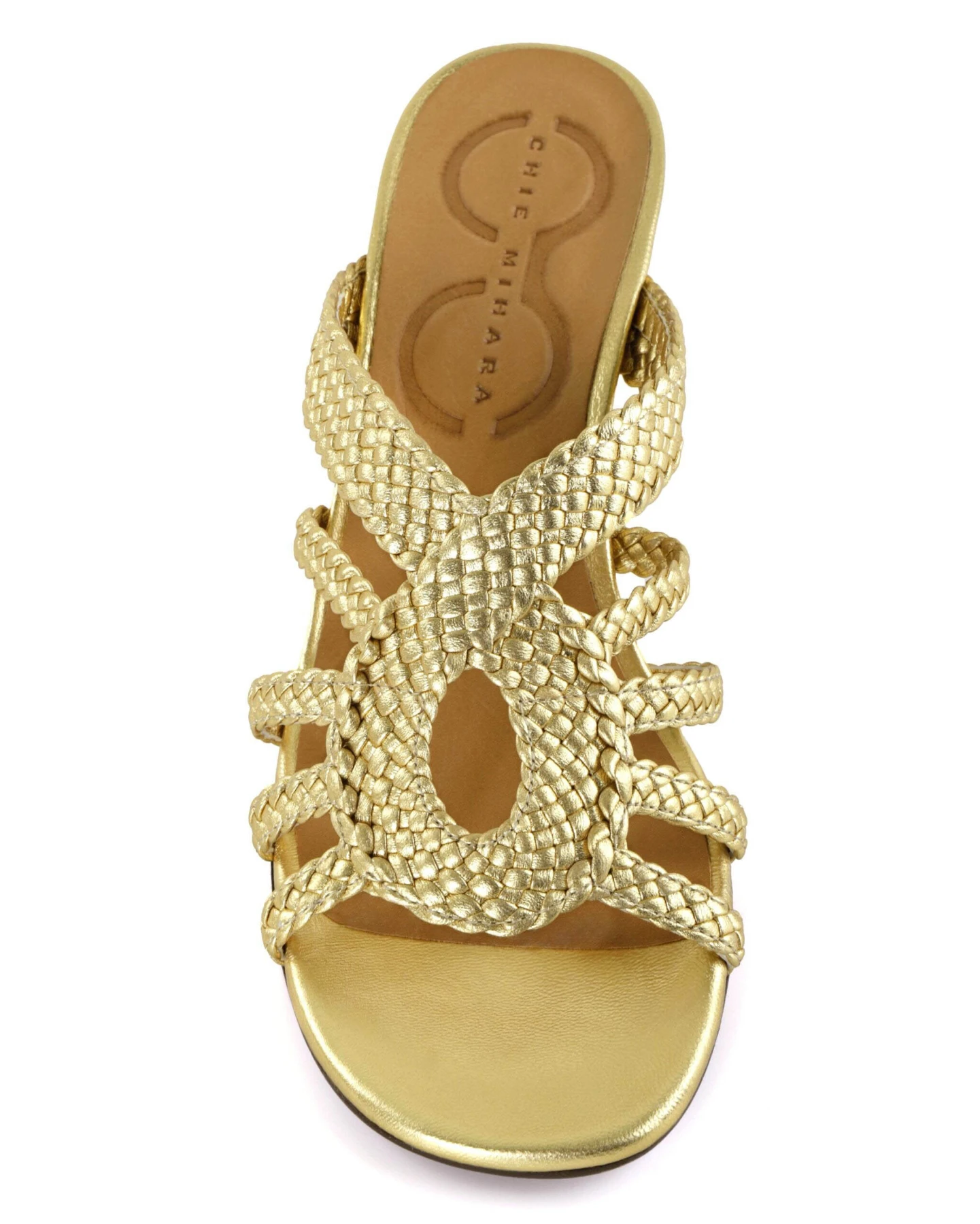 Woven Gold Leather Mules Gallery