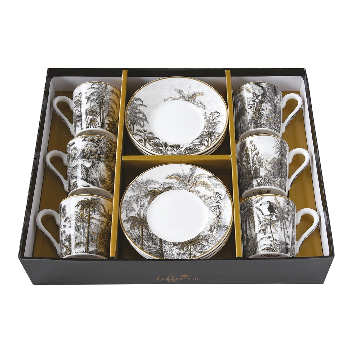  Set Of 6 - Coffee Cups & Saucers In Porcelain 100ml In Gift Box  Gallery