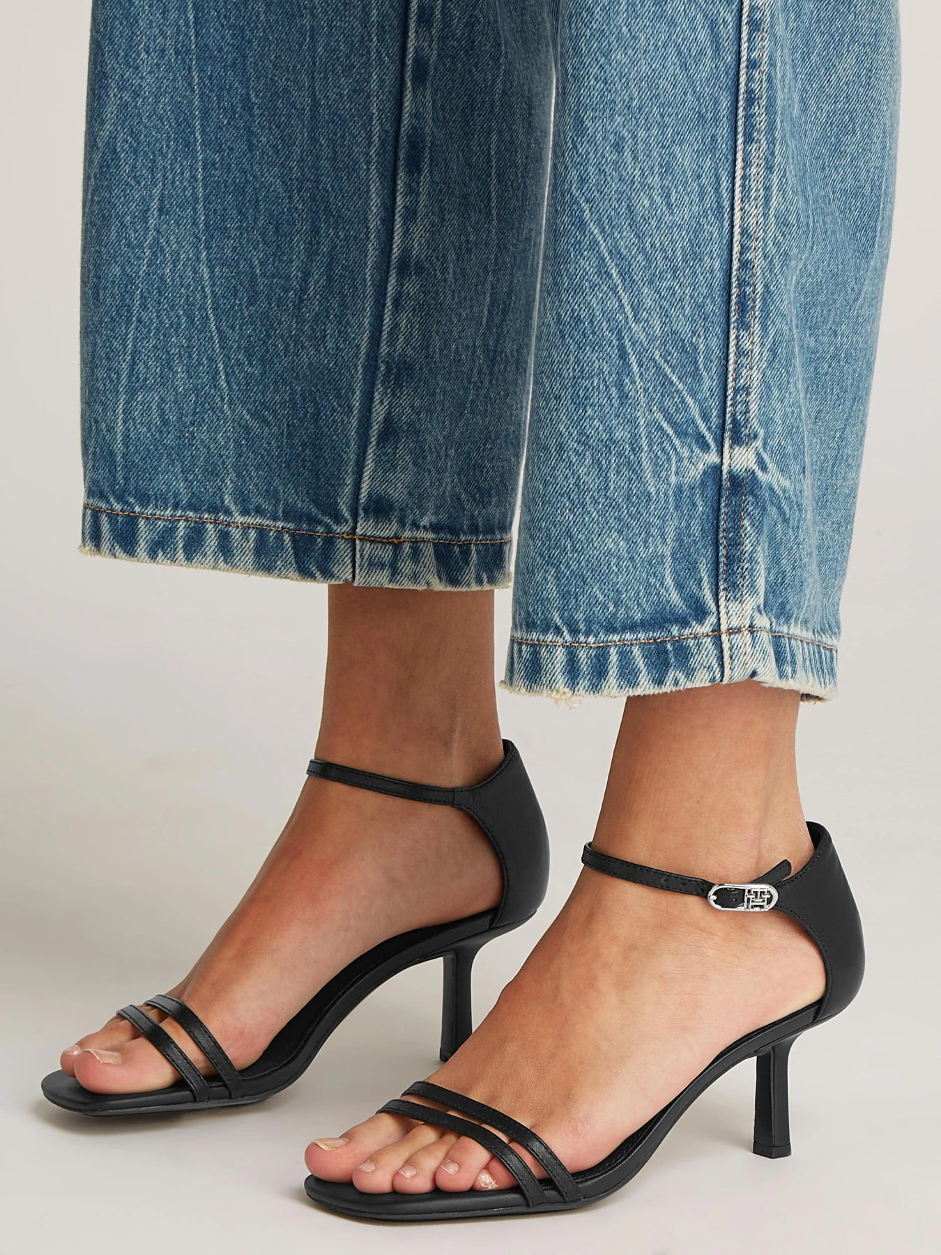 Metallic Leather Kitten Heel Sandals Gallery