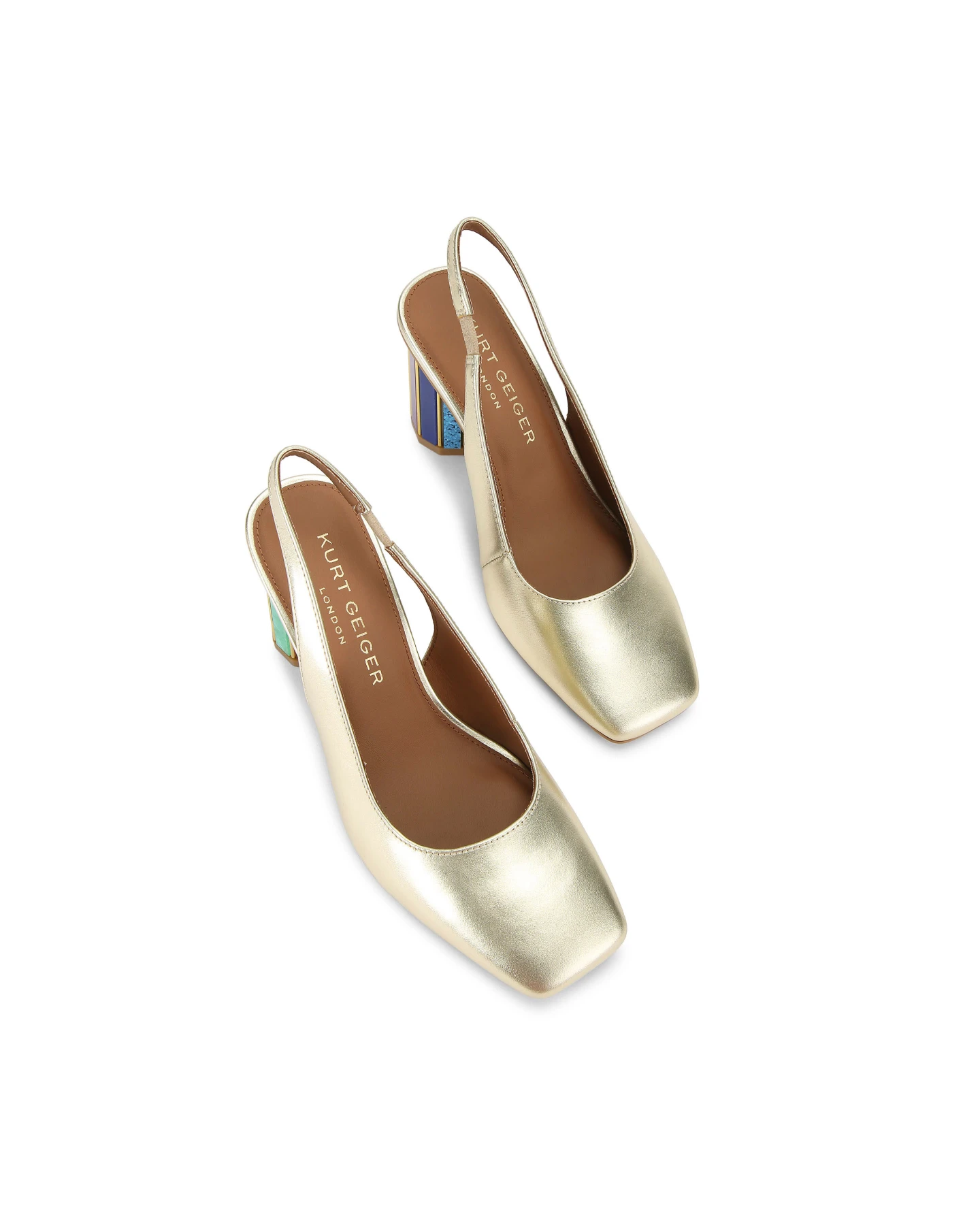  Rainbow Block Heel Slingback Pumps Gallery