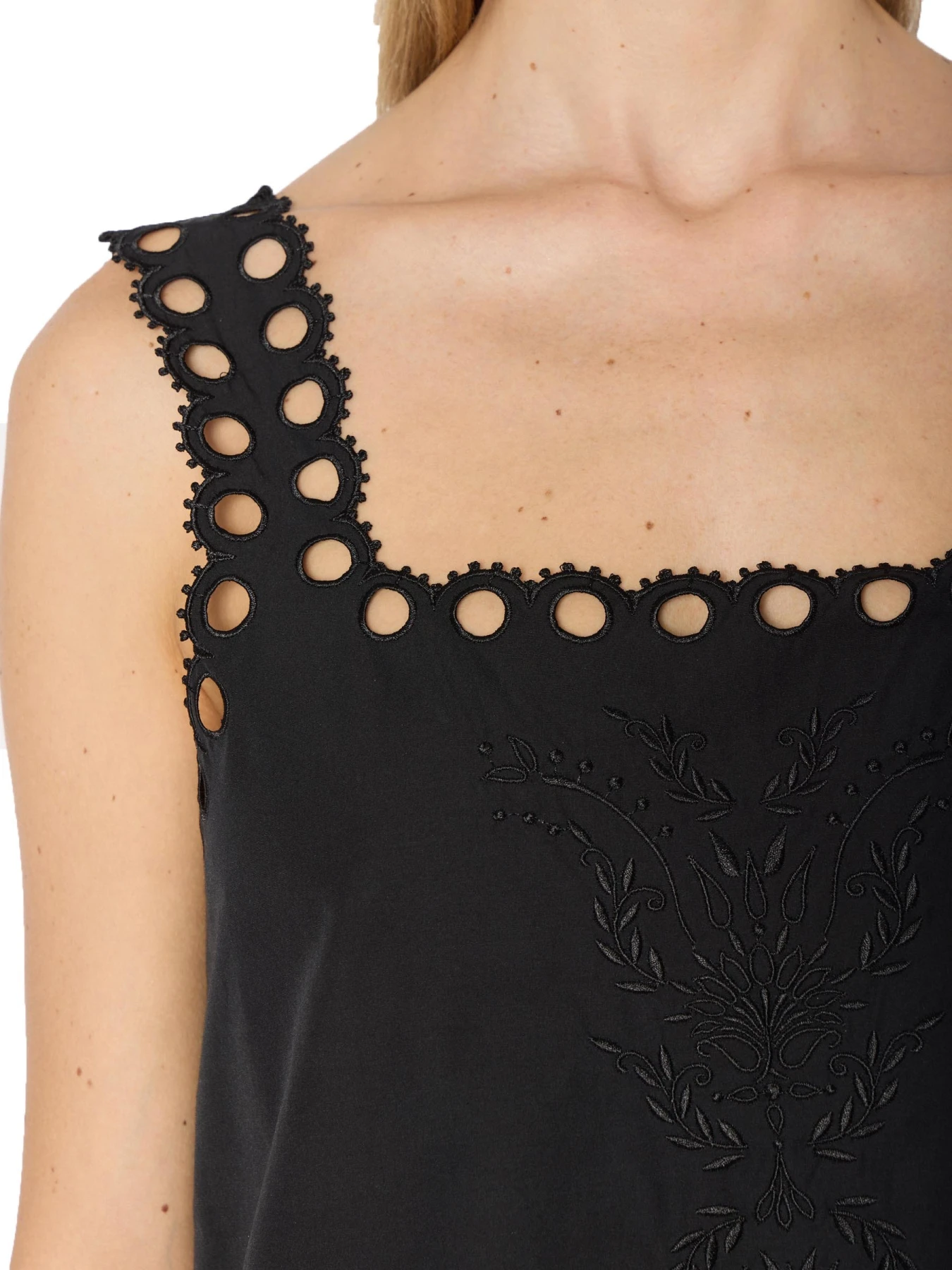 Short dress with wide straps and English embroidery Gallery