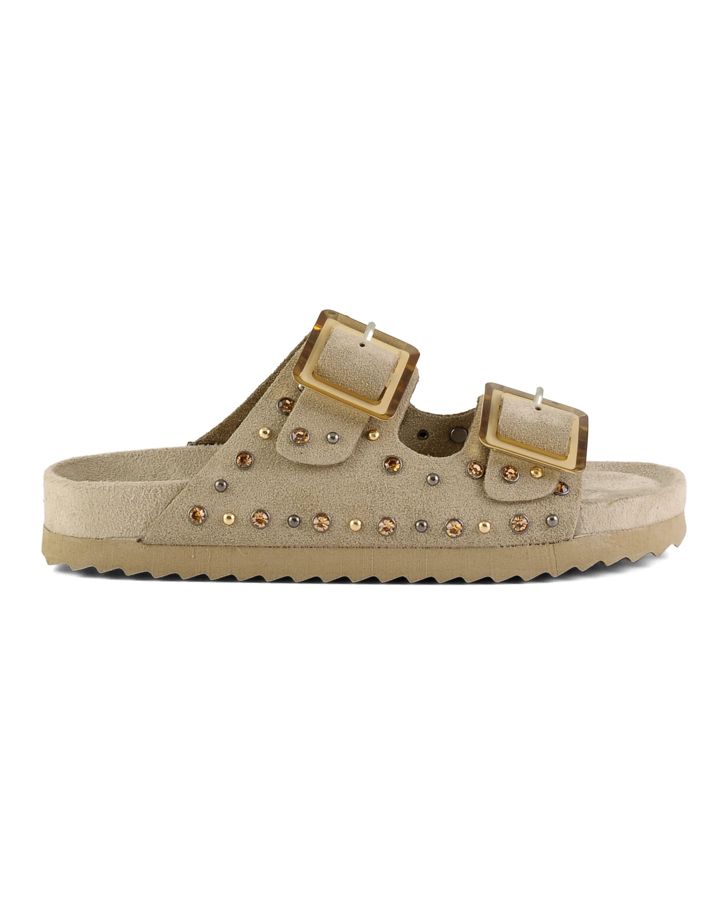 Cow suede Slippers with rhinestones Gallery