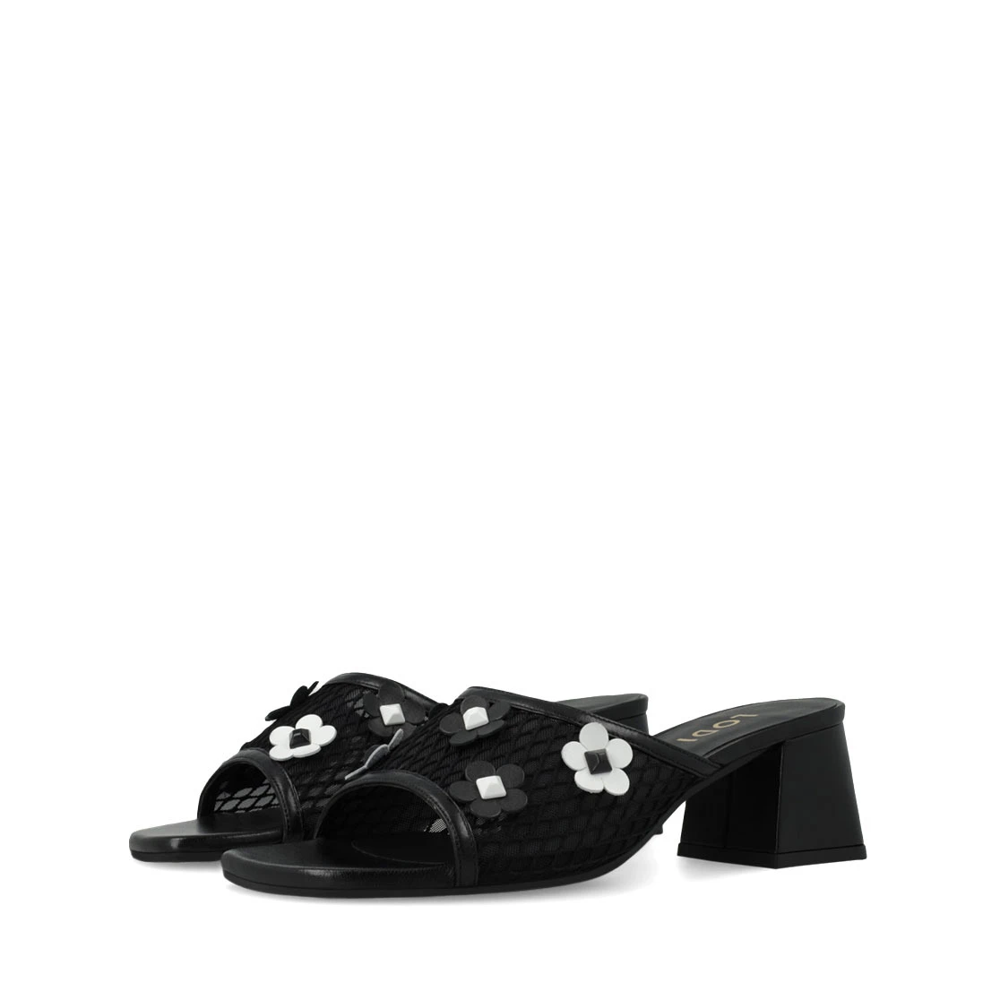 Woven Block Heel Mules with Floral Appliqués Gallery
