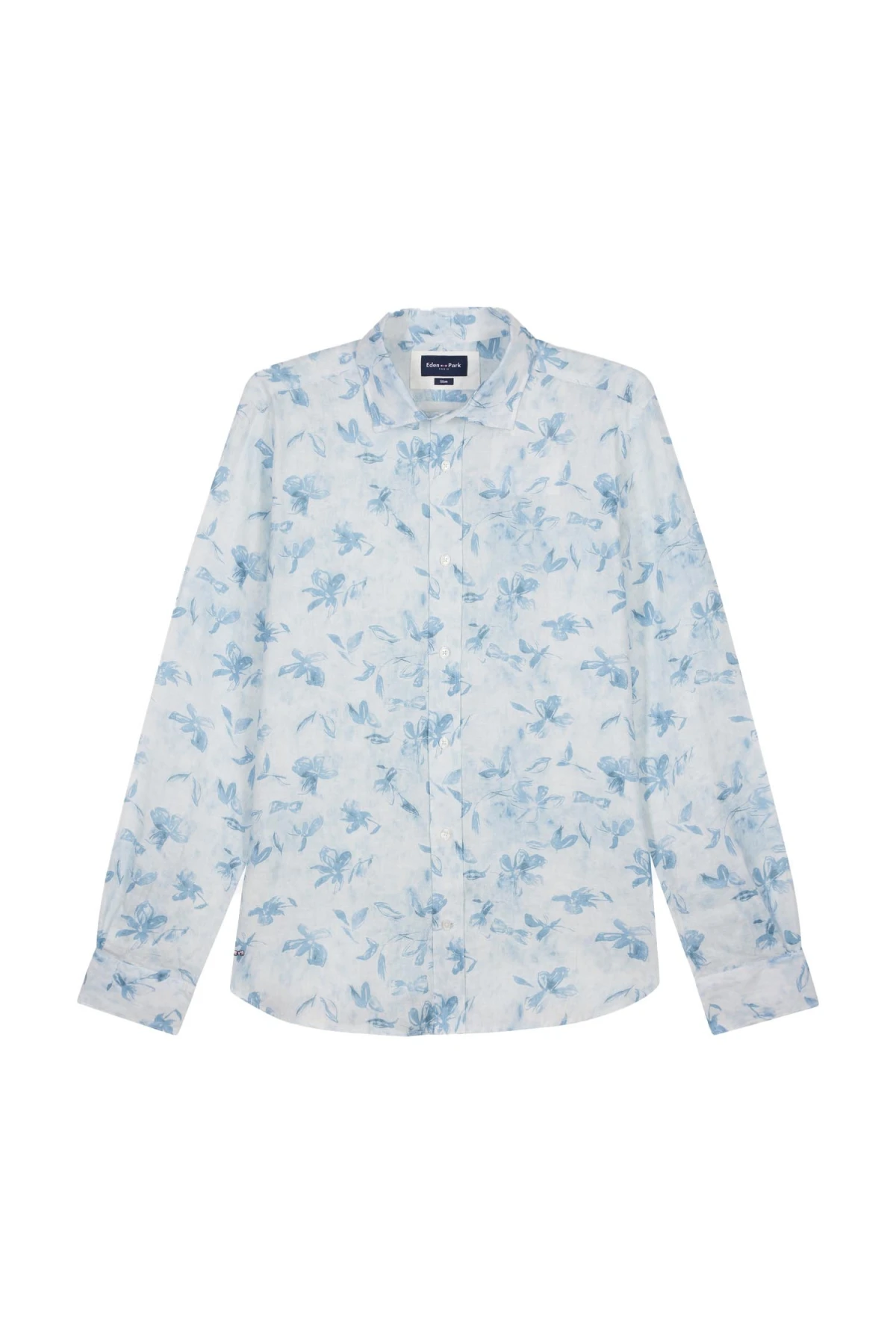 Slim-fit linen shirt with floral print Gallery