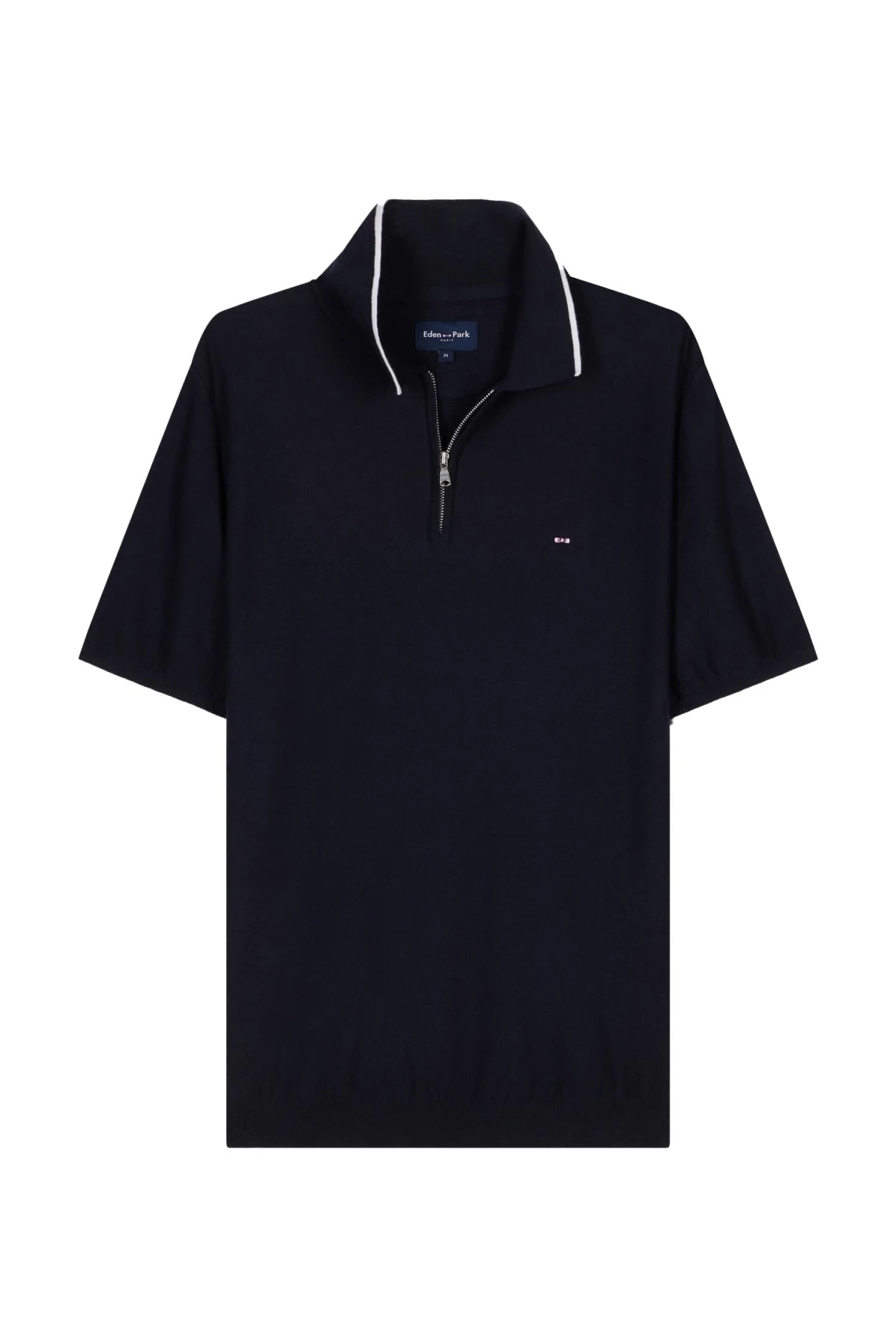 Straight-fit polo neck jumper in organic cotton and cashmere blend Gallery