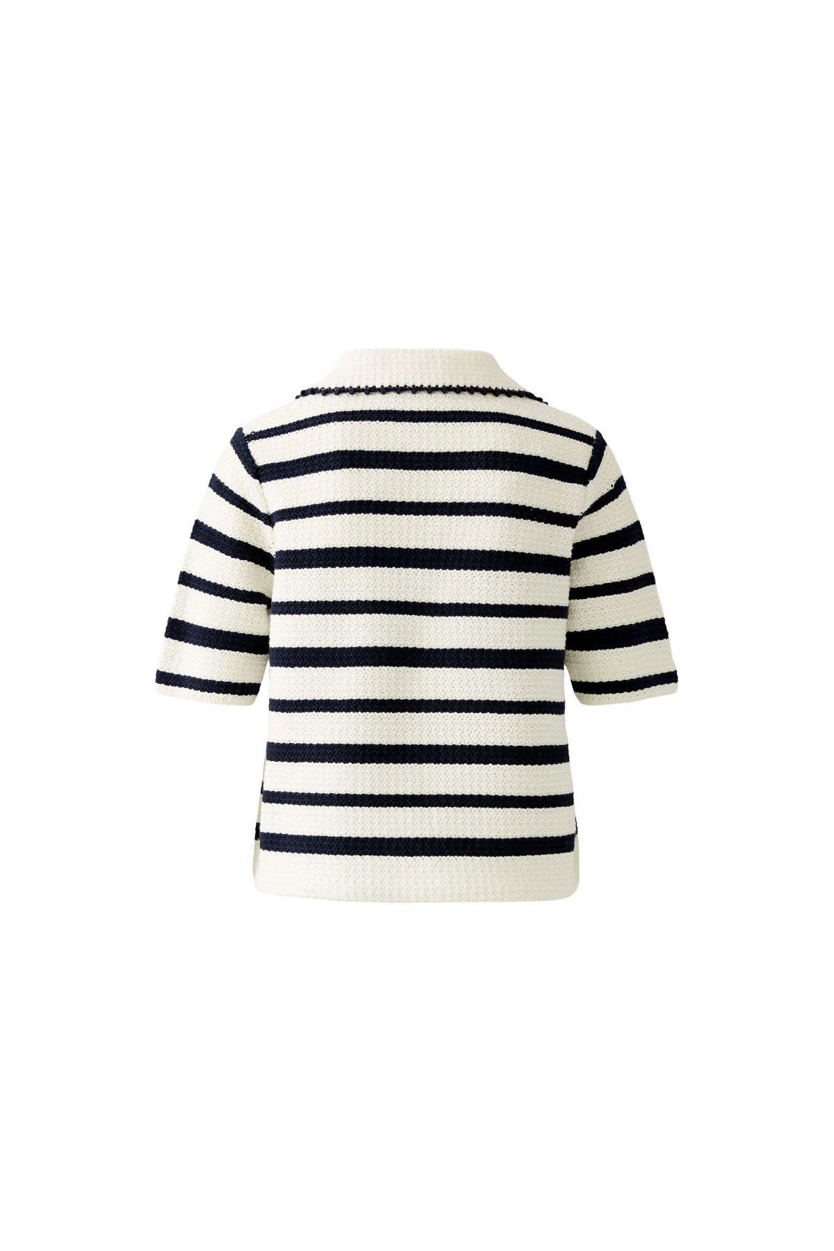 Crochet Detail Striped Polo Top Gallery