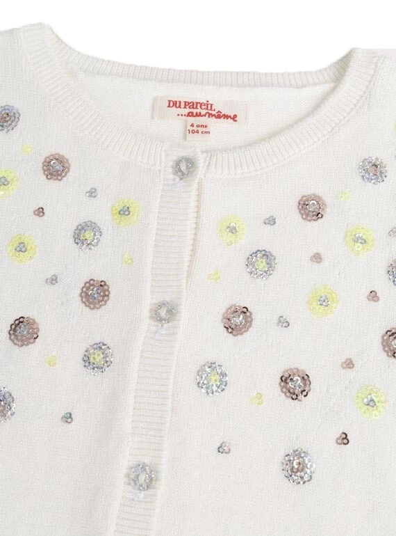 Cream Sequin Bow Fluffy Cardigan Gallery