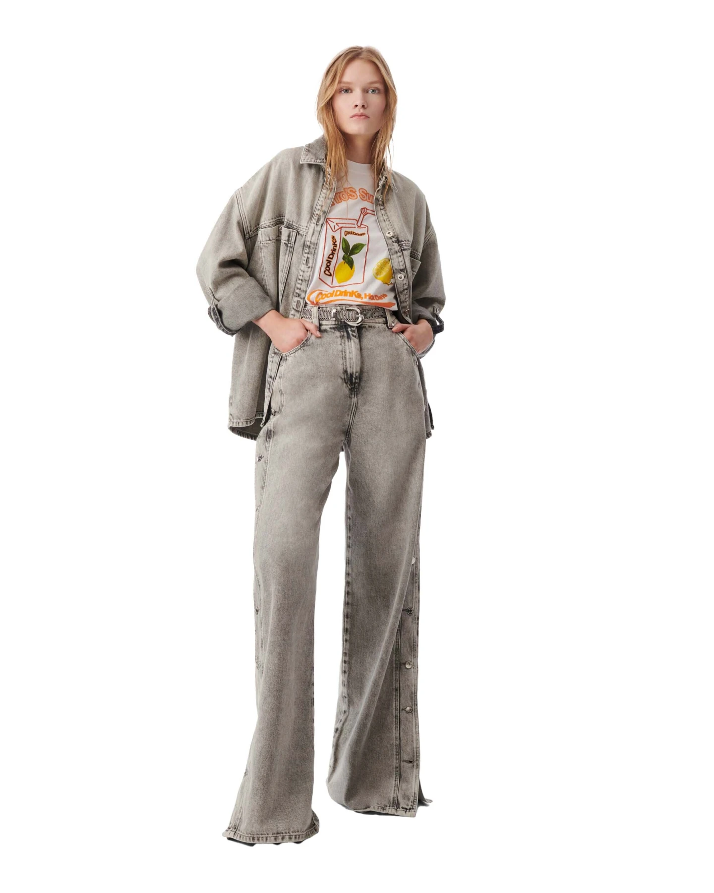 Button Side Wide-Leg Jeans Gallery