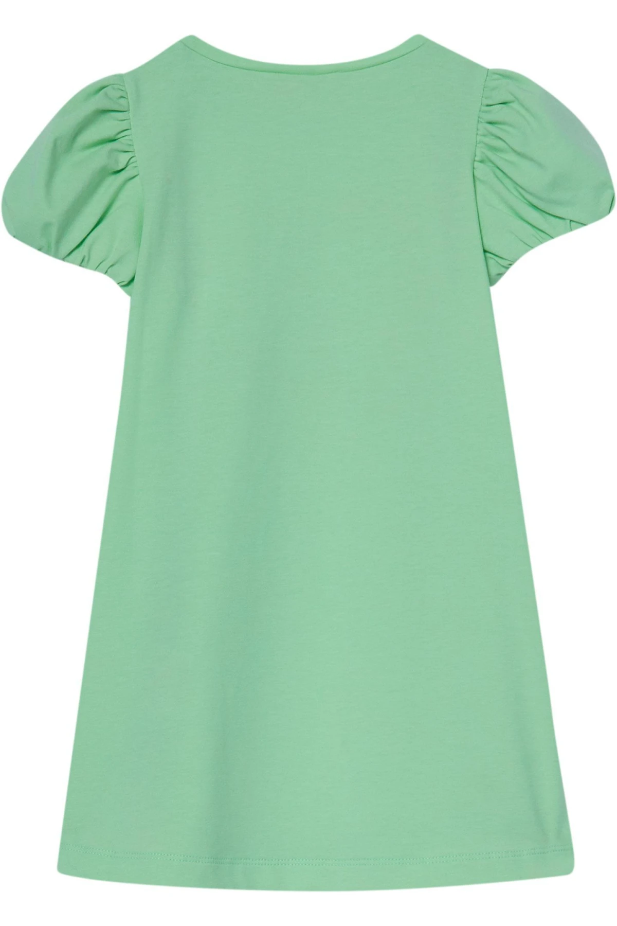 Puff-Sleeve Dress with Rhinestone Logo Gallery