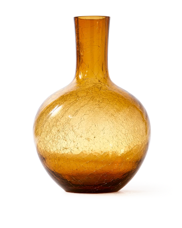 Ball body vase crackled glass yellow S Gallery