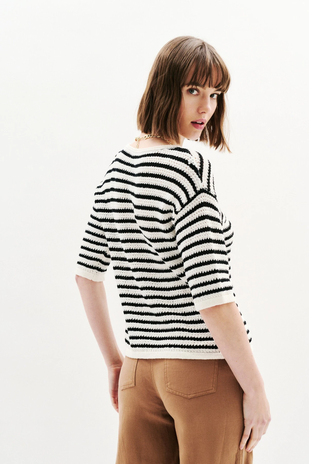 Boat neck Striped Sweater Gallery