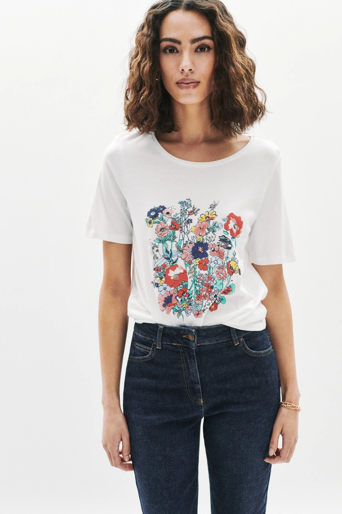 Short Sleeve Tee with Vibrant Flower Graphic Gallery
