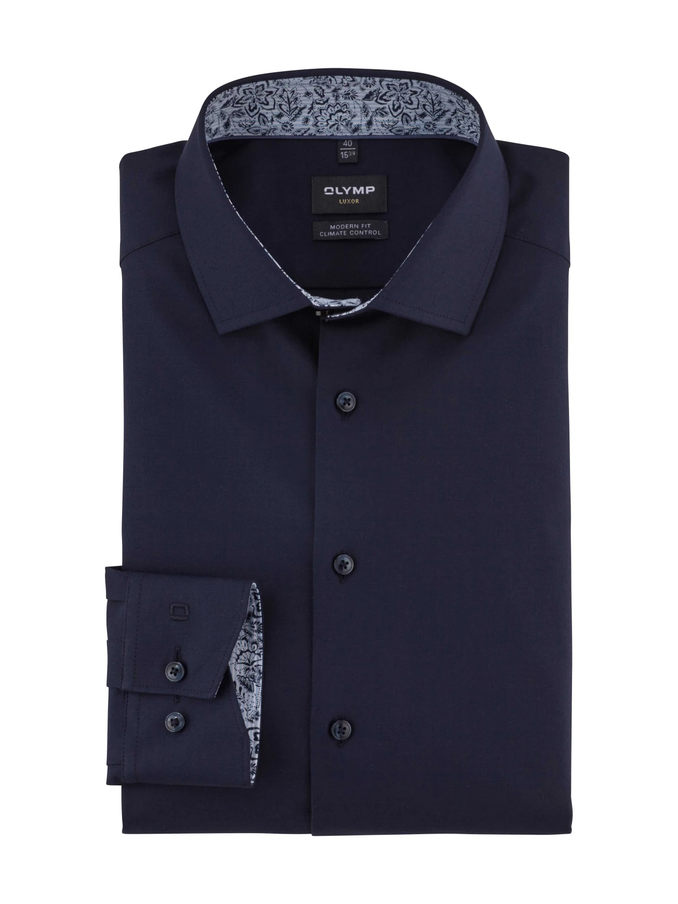 Modern Fit Shirt with Patterned Inner Collar and Cuffs Gallery